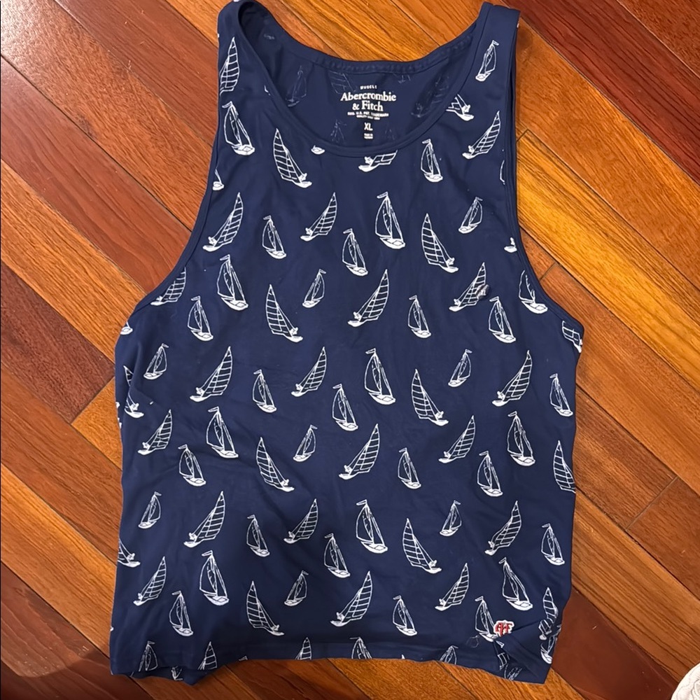 Abercrombie & Fitch Navy Sailboat Tank Top